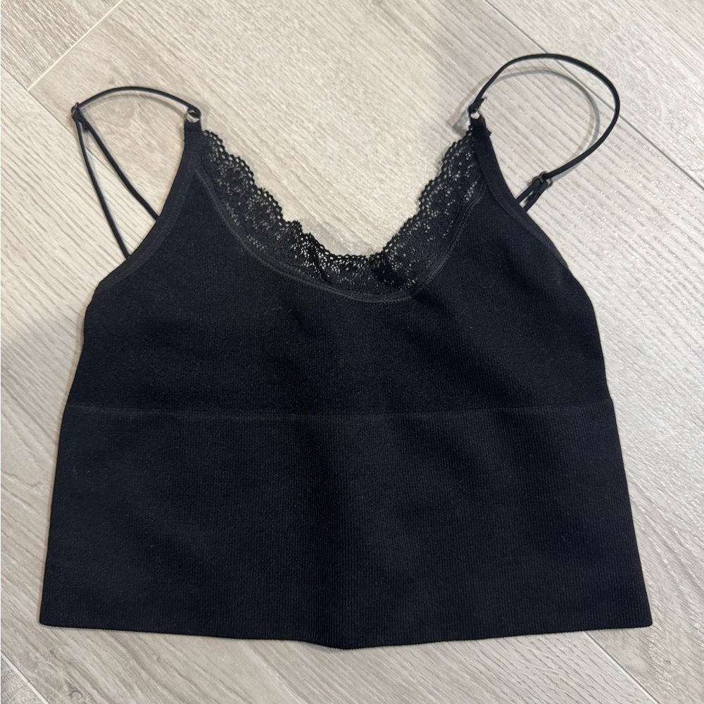 Black Lace Trim Cami Top